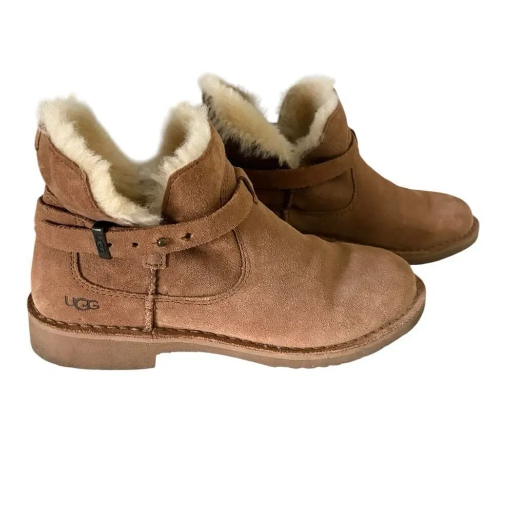 UGG Elisa Genuine Shearling Pull-on Bootie US Size 8.5 Women’s Chestnut Browm